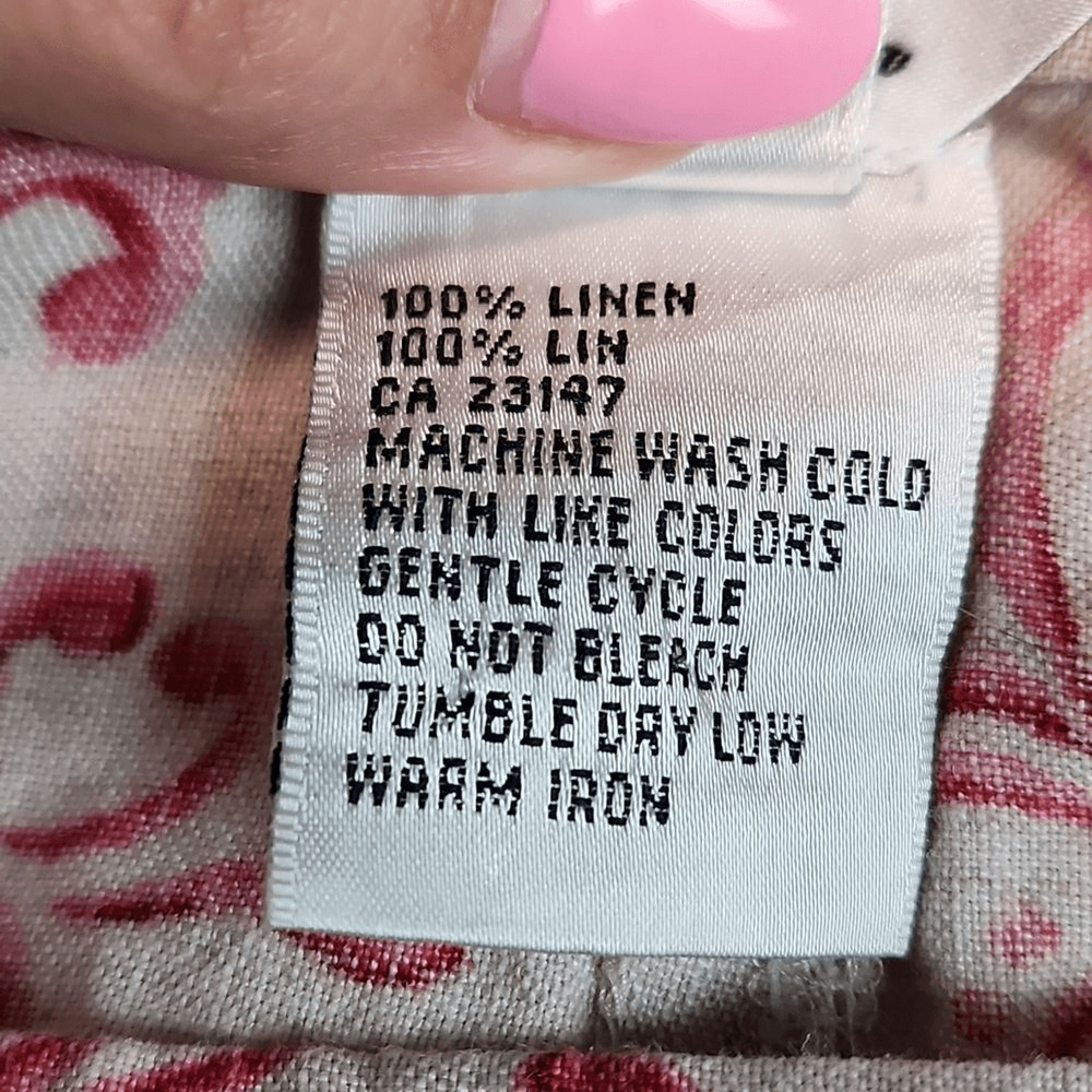 Talbots Vintage Red Scroll Print Irish Linen Casu… - image 5